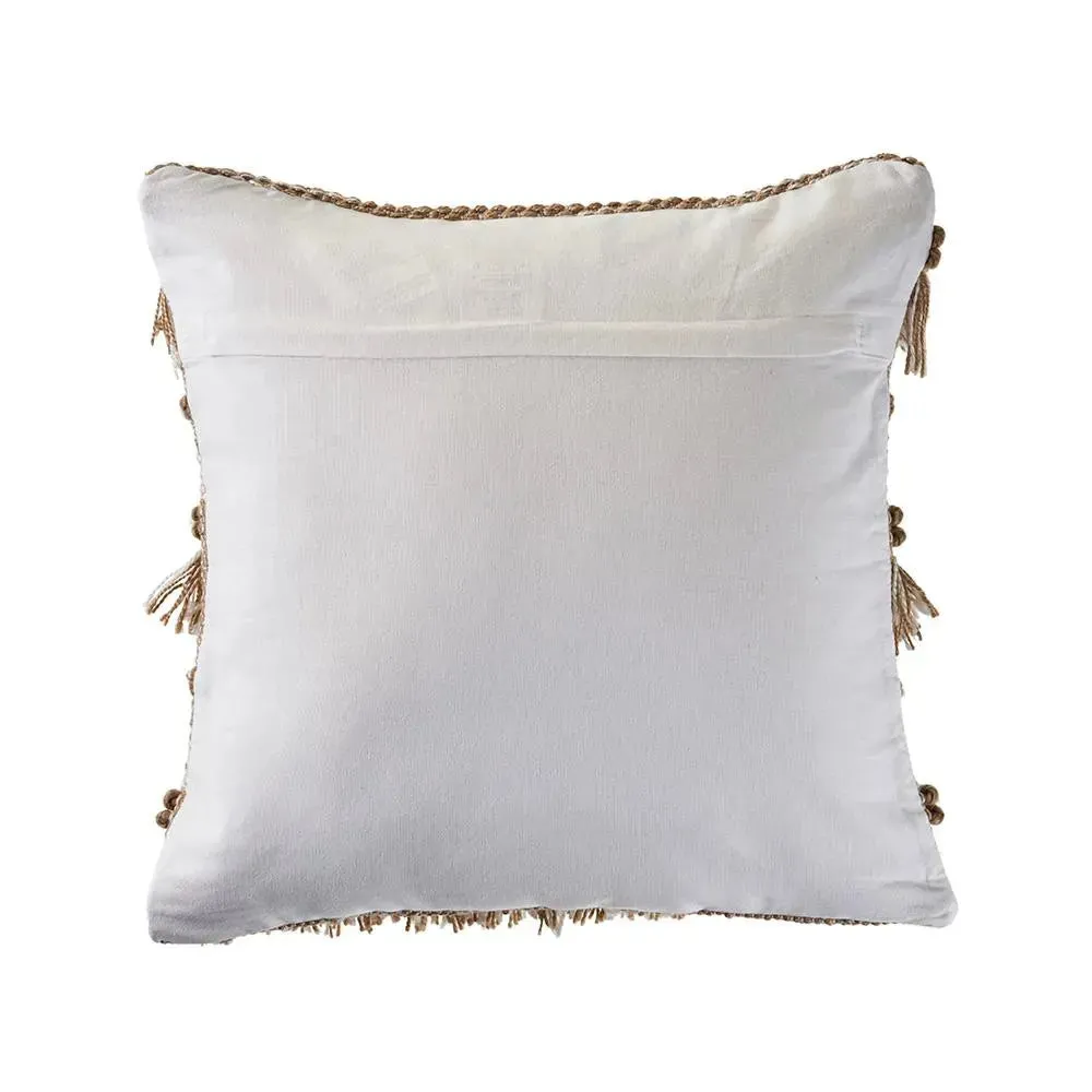 Neutral Geometric Fringe LR07455 Throw Pillow