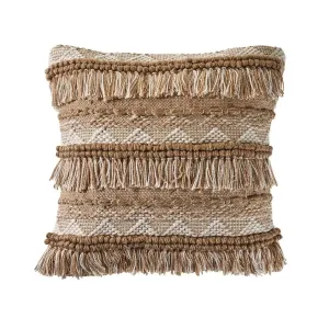 Neutral Geometric Fringe LR07455 Throw Pillow