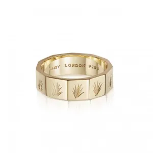 Palm Leaf Geometric Band 18ct Gold Plated Ring WR04_GP
