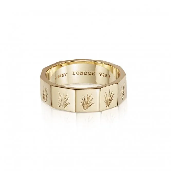 Palm Leaf Geometric Band 18ct Gold Plated Ring WR04_GP