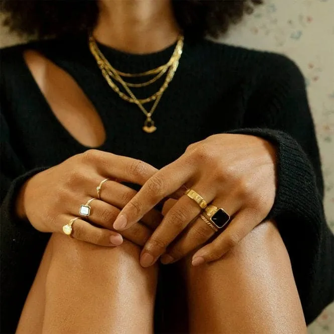 Palm Leaf Geometric Band 18ct Gold Plated Ring WR04_GP