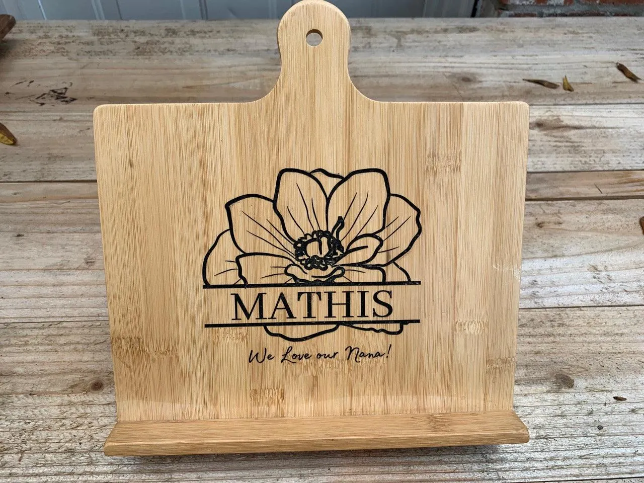 Personalized Wooden Cookbook Stand