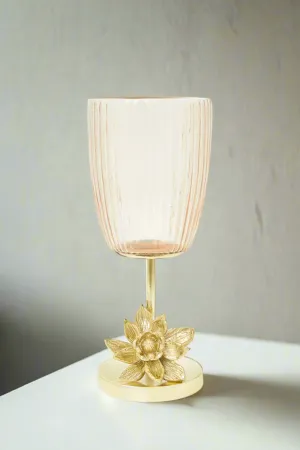 Pink Magnolio Decorative Hurricane In Glass