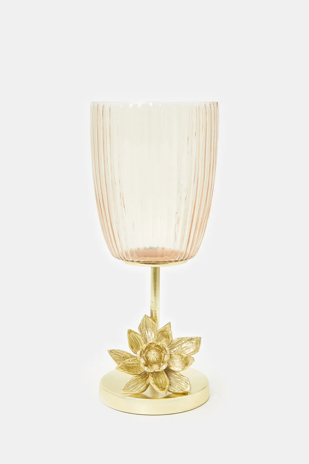 Pink Magnolio Decorative Hurricane In Glass