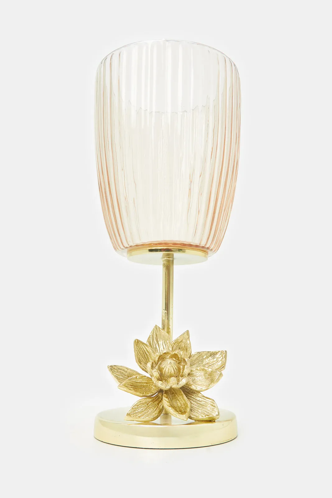 Pink Magnolio Decorative Hurricane In Glass