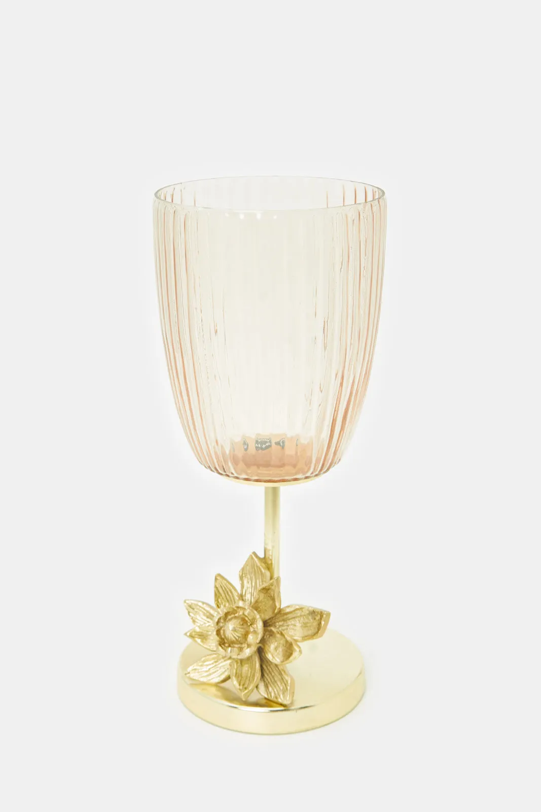 Pink Magnolio Decorative Hurricane In Glass