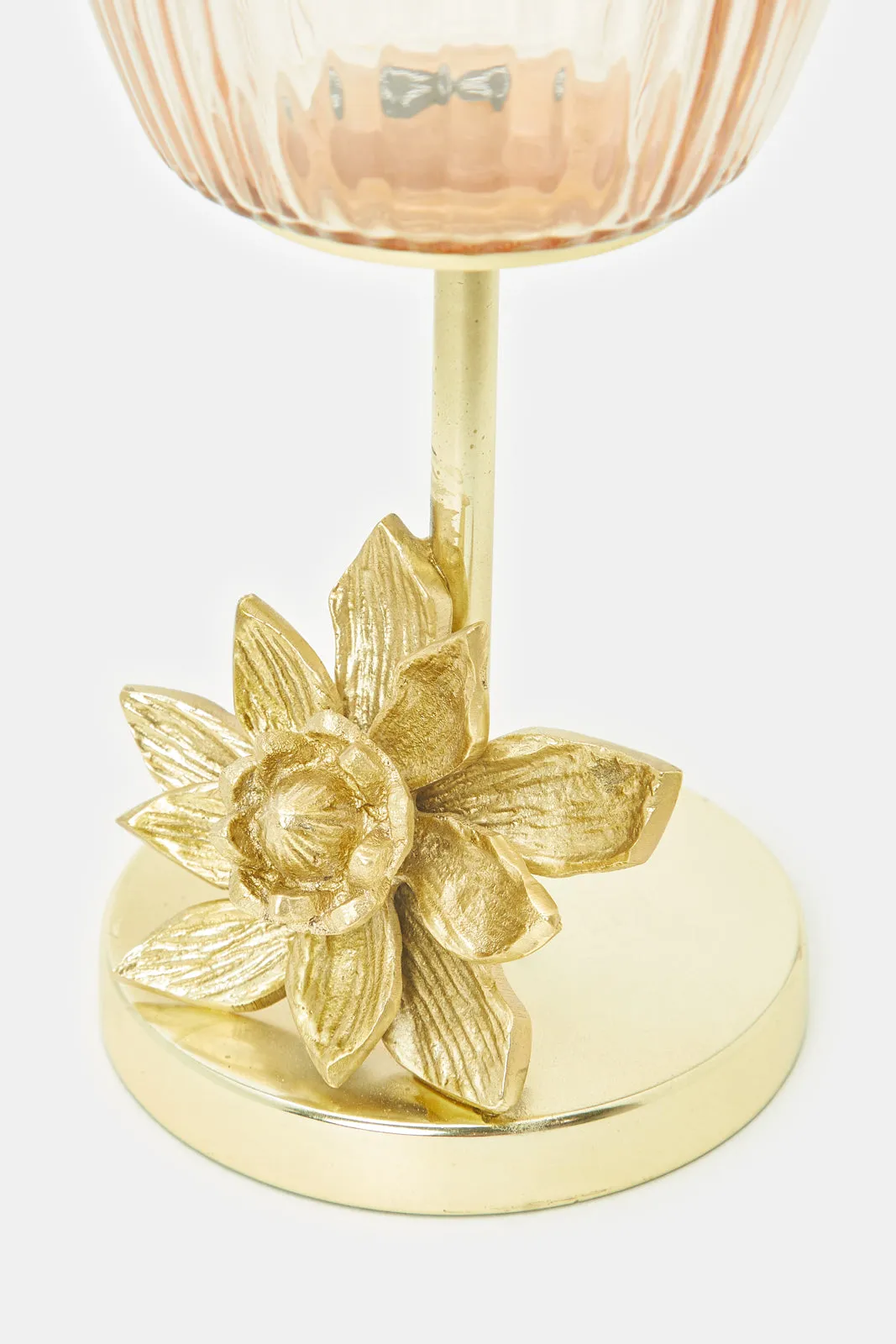 Pink Magnolio Decorative Hurricane In Glass