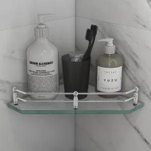 Plantex Diamond Glass Shelf for Bathroom/Kitchen Corner Shelf Wall Storage Shelf - Bathroom Accessories for Home Decor (9x9 Inches) (Transparent - Pack of 1)