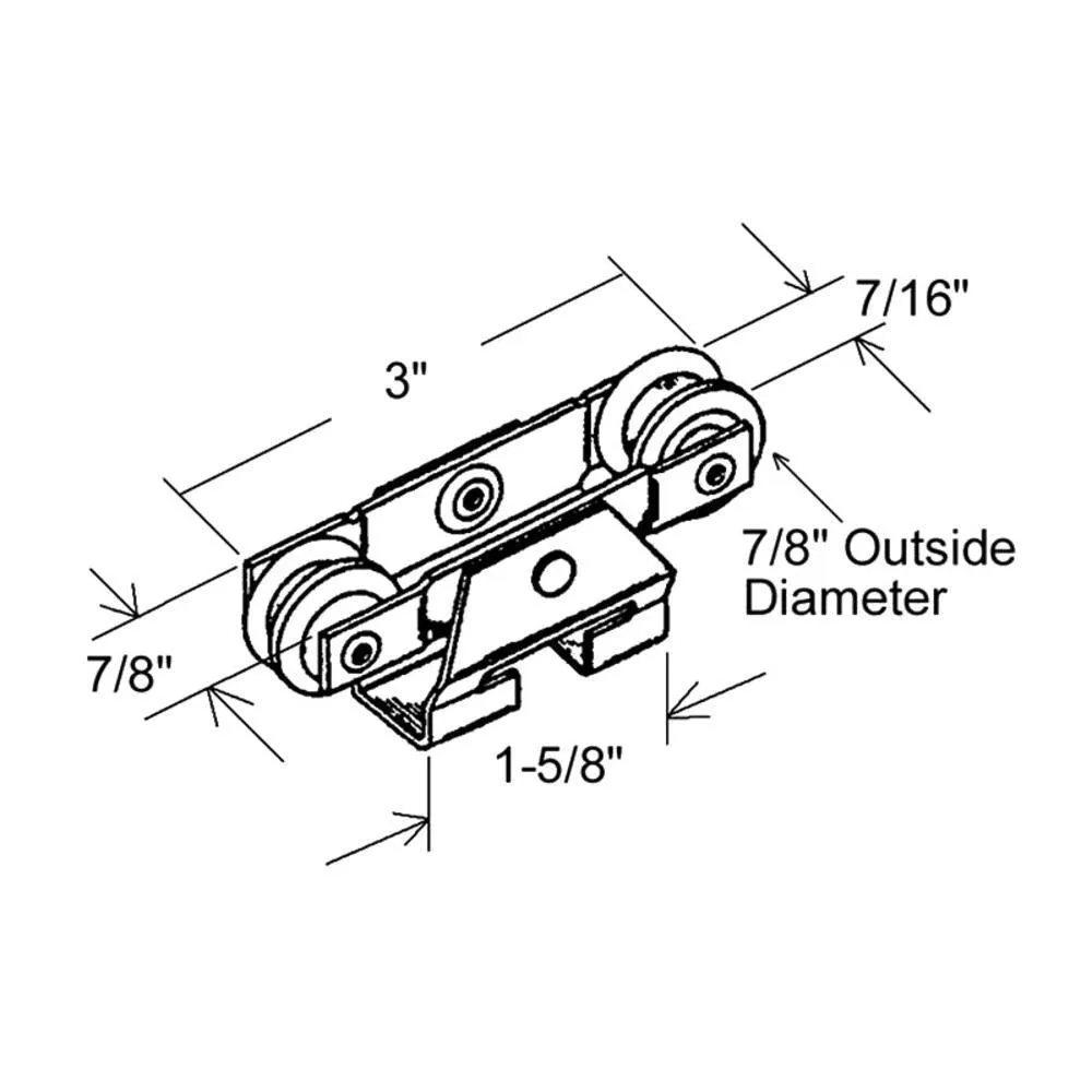Pocket Door Roller Bracket with Four 7/8" Round Edge Nylon Rollers for Cox Closet Doors