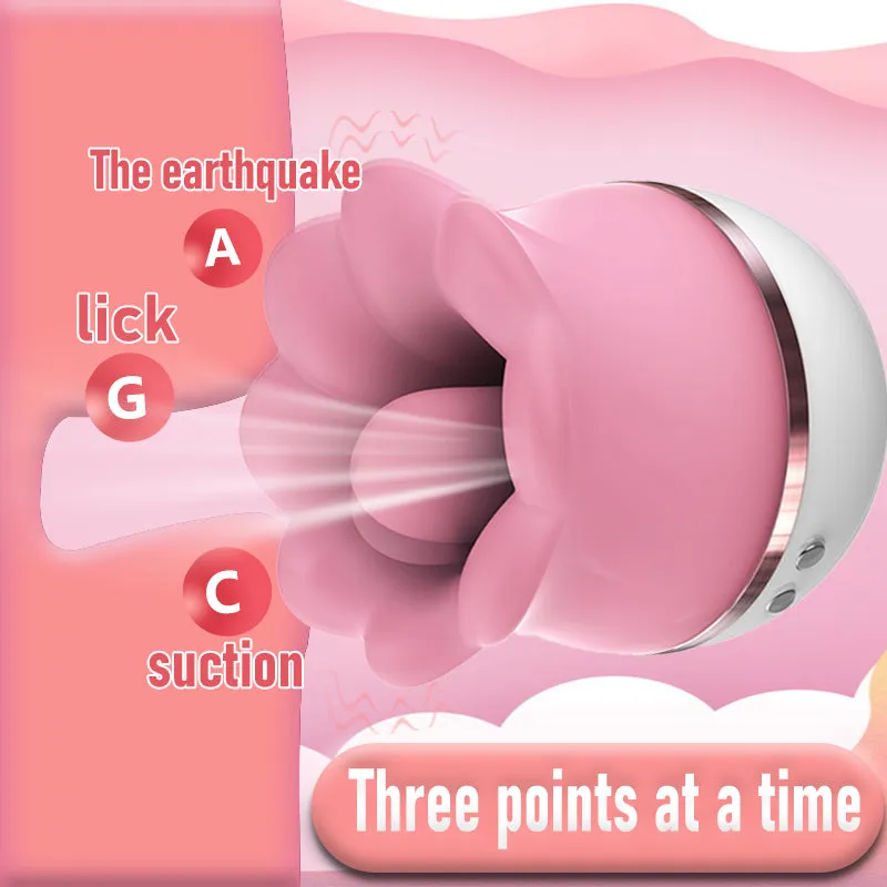 Quusvik Pink Clitoris Vibrator with Suction, Licking & Swinging Functions