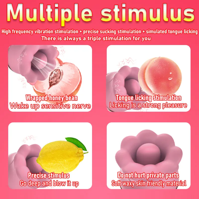 Quusvik Pink Clitoris Vibrator with Suction, Licking & Swinging Functions