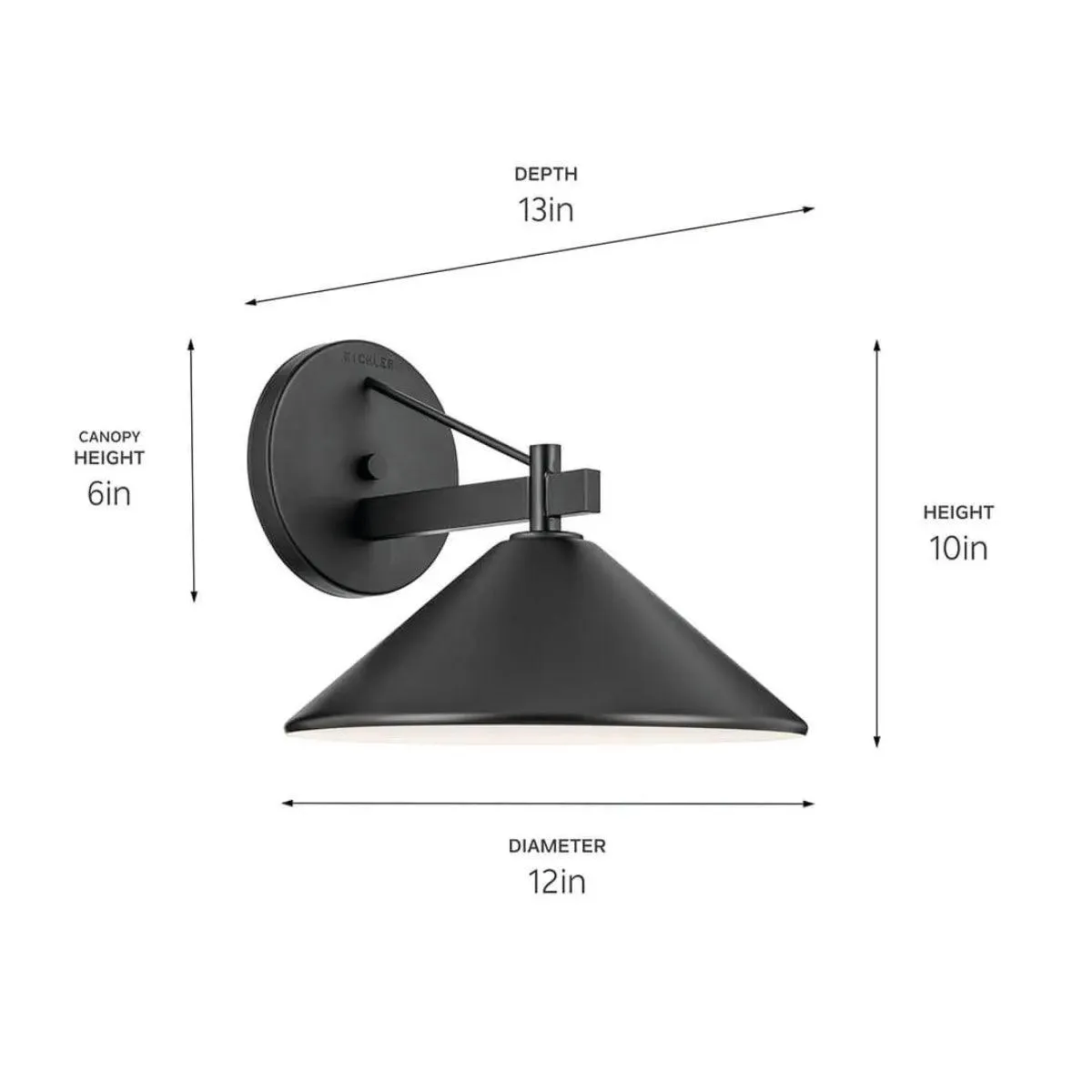 Ripley 12 In 1-Light Outdoor Wall Light Dark Sky Compliant, Black Finish