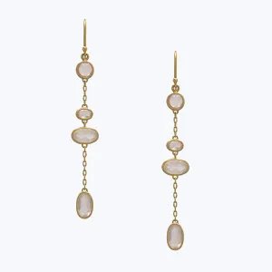 Rose Quartz Ellipse Drop Earrings