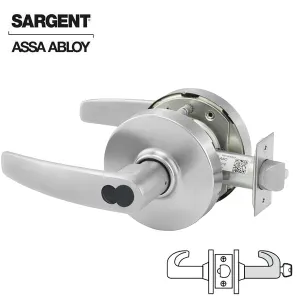 Sargent - 10G04 - Mechanical Cylindrical Lock - L Rose / B Lever - Storeroom - SFIC - 26D - Satin Chrome Plated - Non Handed - Grade 1