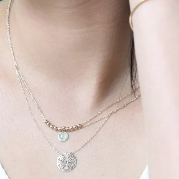 Sliding Bead Necklace in Solid Yellow Gold