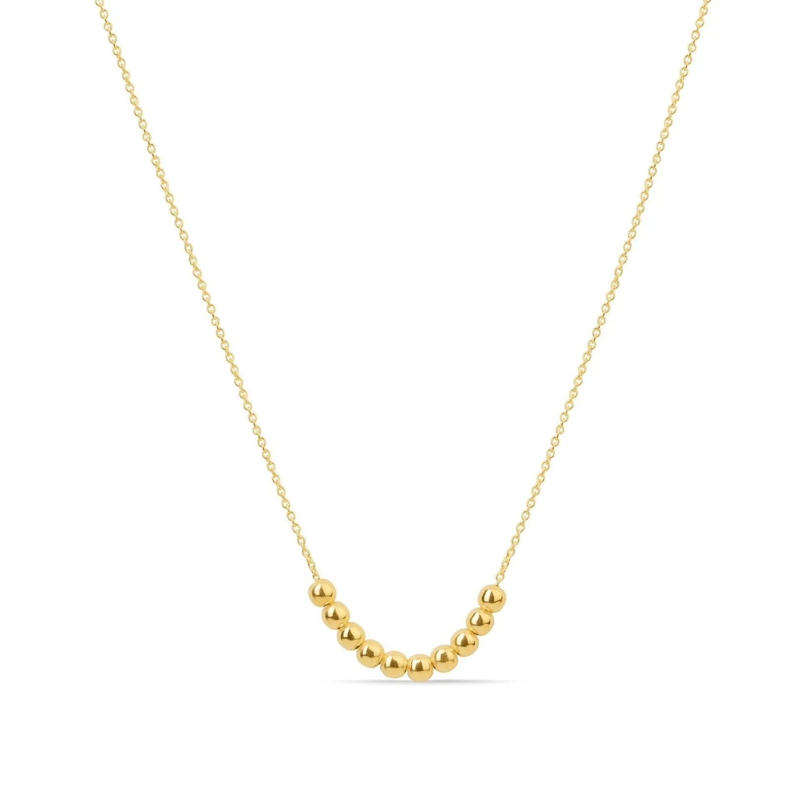 Sliding Bead Necklace in Solid Yellow Gold