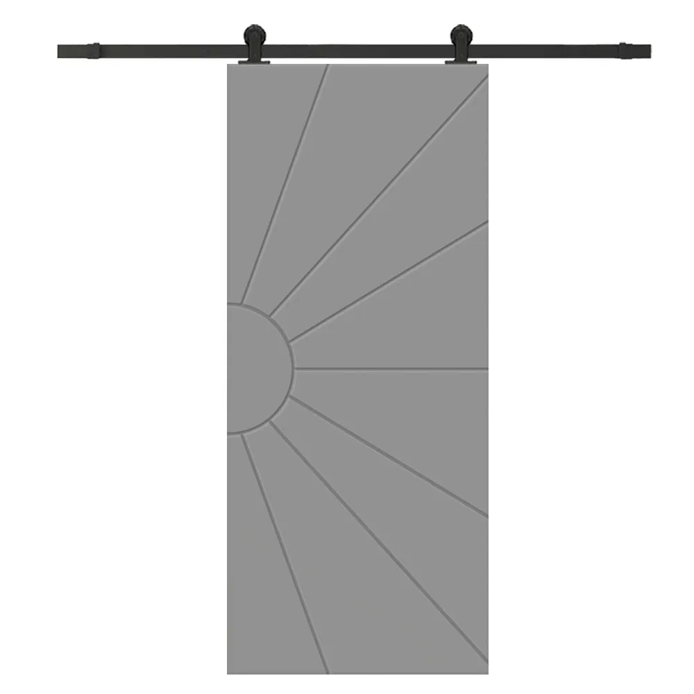 Sun Pattern Composite MDF Sliding Barn Door with Hardware Kit