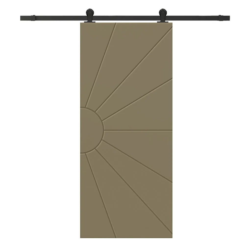 Sun Pattern Composite MDF Sliding Barn Door with Hardware Kit