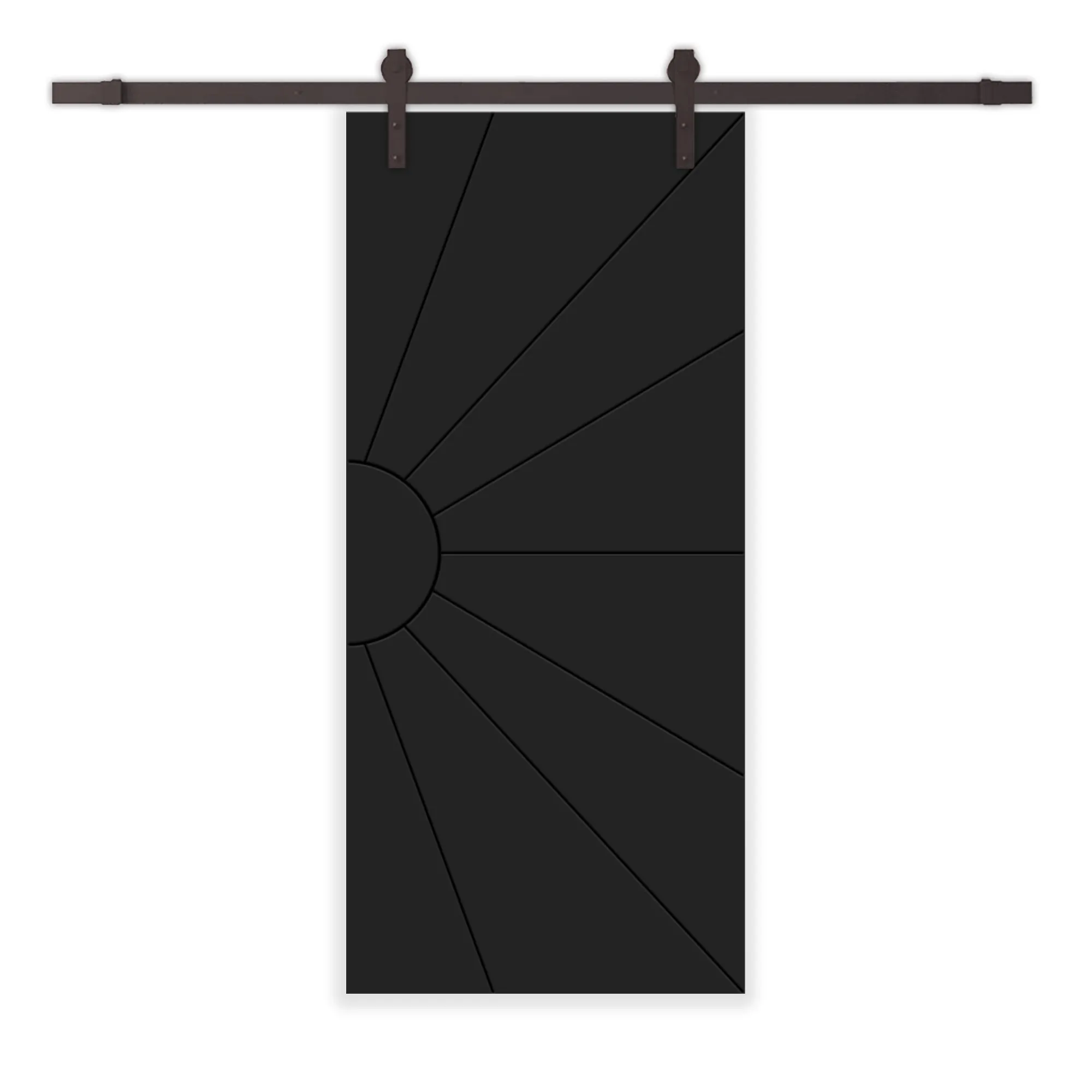 Sun Pattern Composite MDF Sliding Barn Door with Hardware Kit