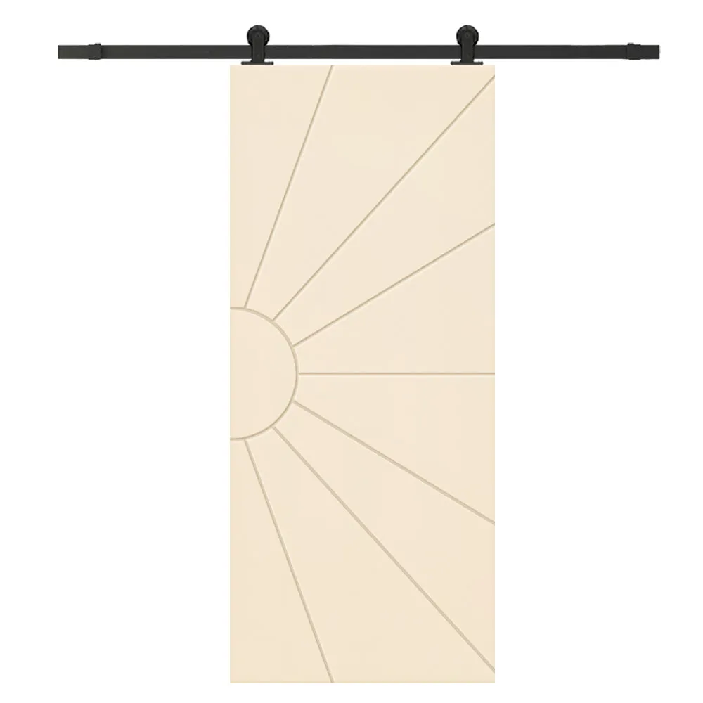 Sun Pattern Composite MDF Sliding Barn Door with Hardware Kit