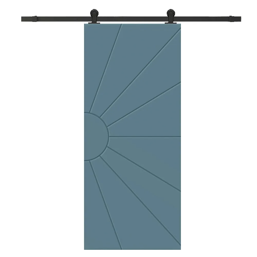 Sun Pattern Composite MDF Sliding Barn Door with Hardware Kit