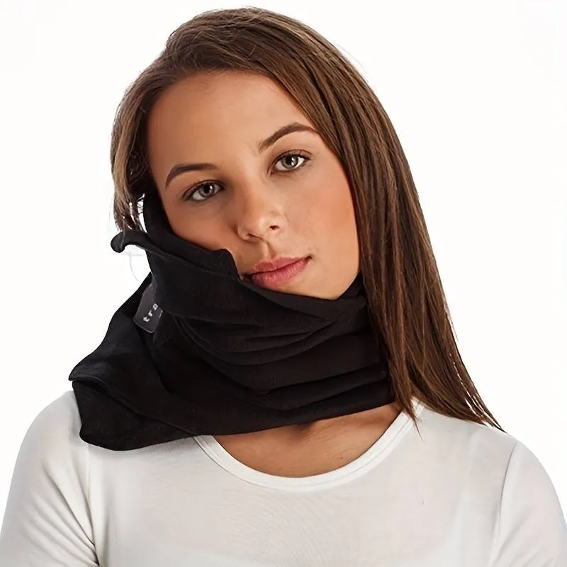 Travel Sleep Comfortable & Supportive Fleece Support Neck Pillow With Scarf