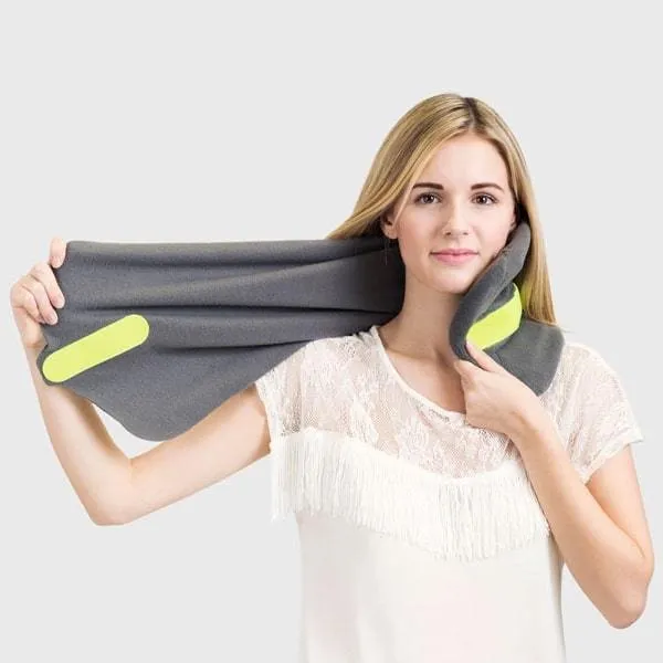 Travel Sleep Comfortable & Supportive Fleece Support Neck Pillow With Scarf