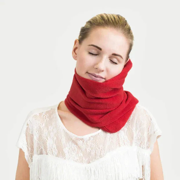 Travel Sleep Comfortable & Supportive Fleece Support Neck Pillow With Scarf