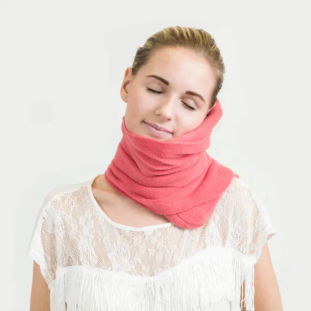 Travel Sleep Comfortable & Supportive Fleece Support Neck Pillow With Scarf