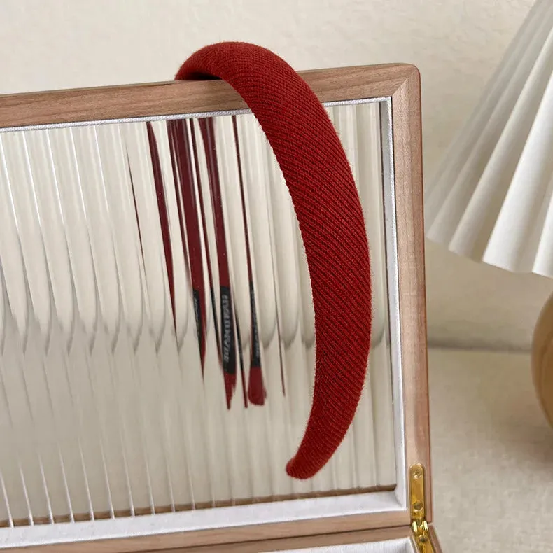VAIGE New Year's Red Thin Cotton Headband - Sweet Sponge Hair Hoop for Casual Wear and Christmas Decor, Geometric Pattern Hair Accessories