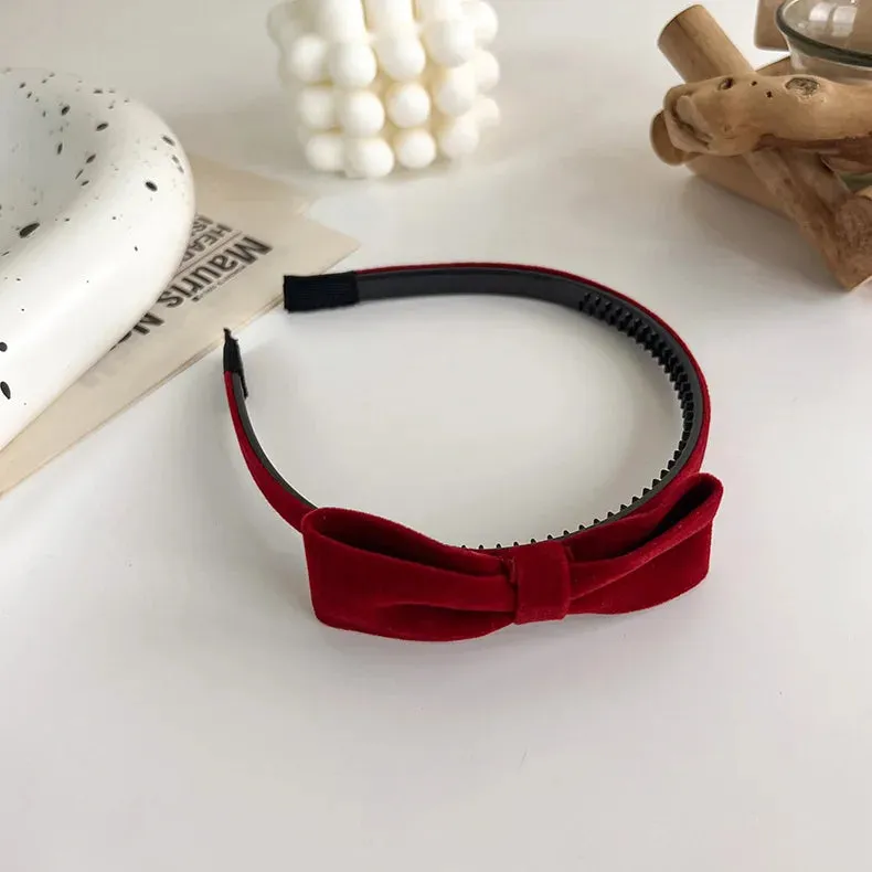 VAIGE New Year's Red Thin Cotton Headband - Sweet Sponge Hair Hoop for Casual Wear and Christmas Decor, Geometric Pattern Hair Accessories