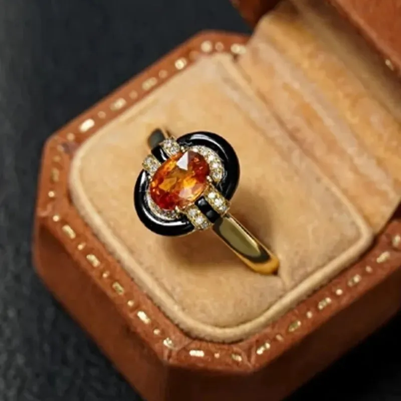 VAIGE Vintage Geometric Glass Rings for Women