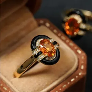 VAIGE Vintage Geometric Glass Rings for Women
