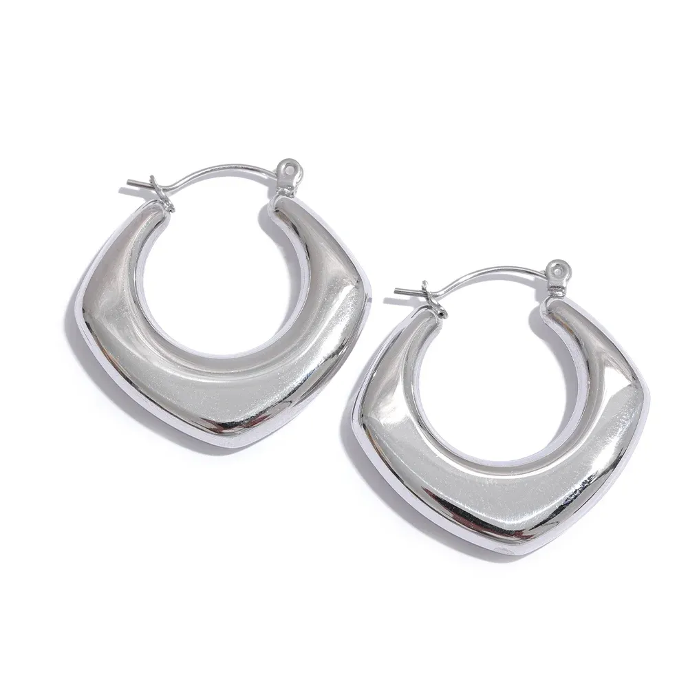 VAIGE Waterproof Gold Plated Stainless Steel Geometric Hollow Hoop Earrings - Minimalist Charm Jewelry