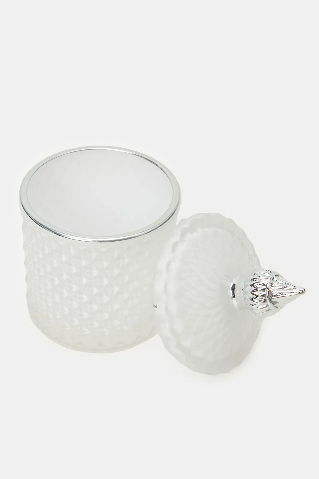 White Embossed Decorative Jar Set (2 Piece)
