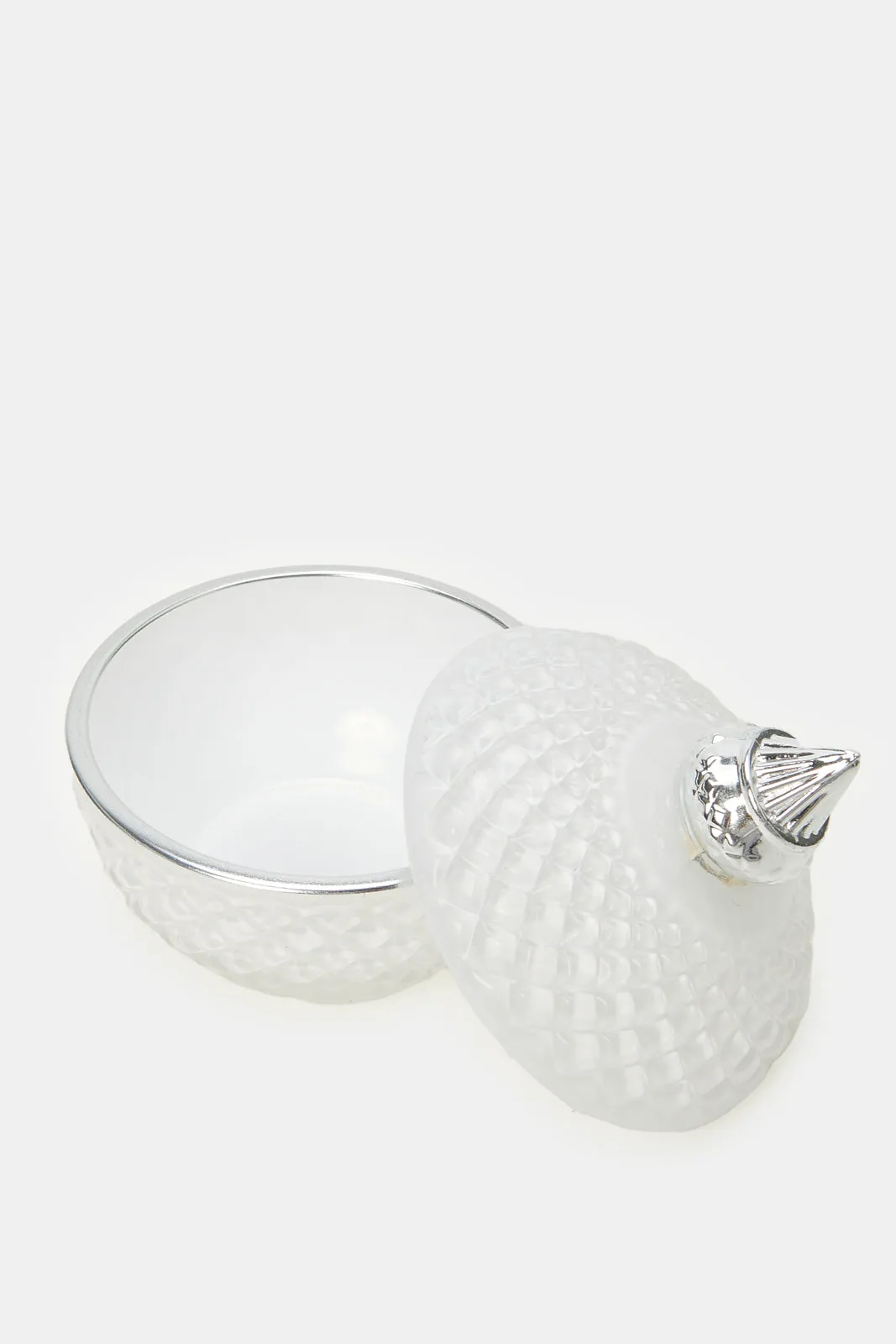White Embossed Decorative Jar Set (2 Piece)
